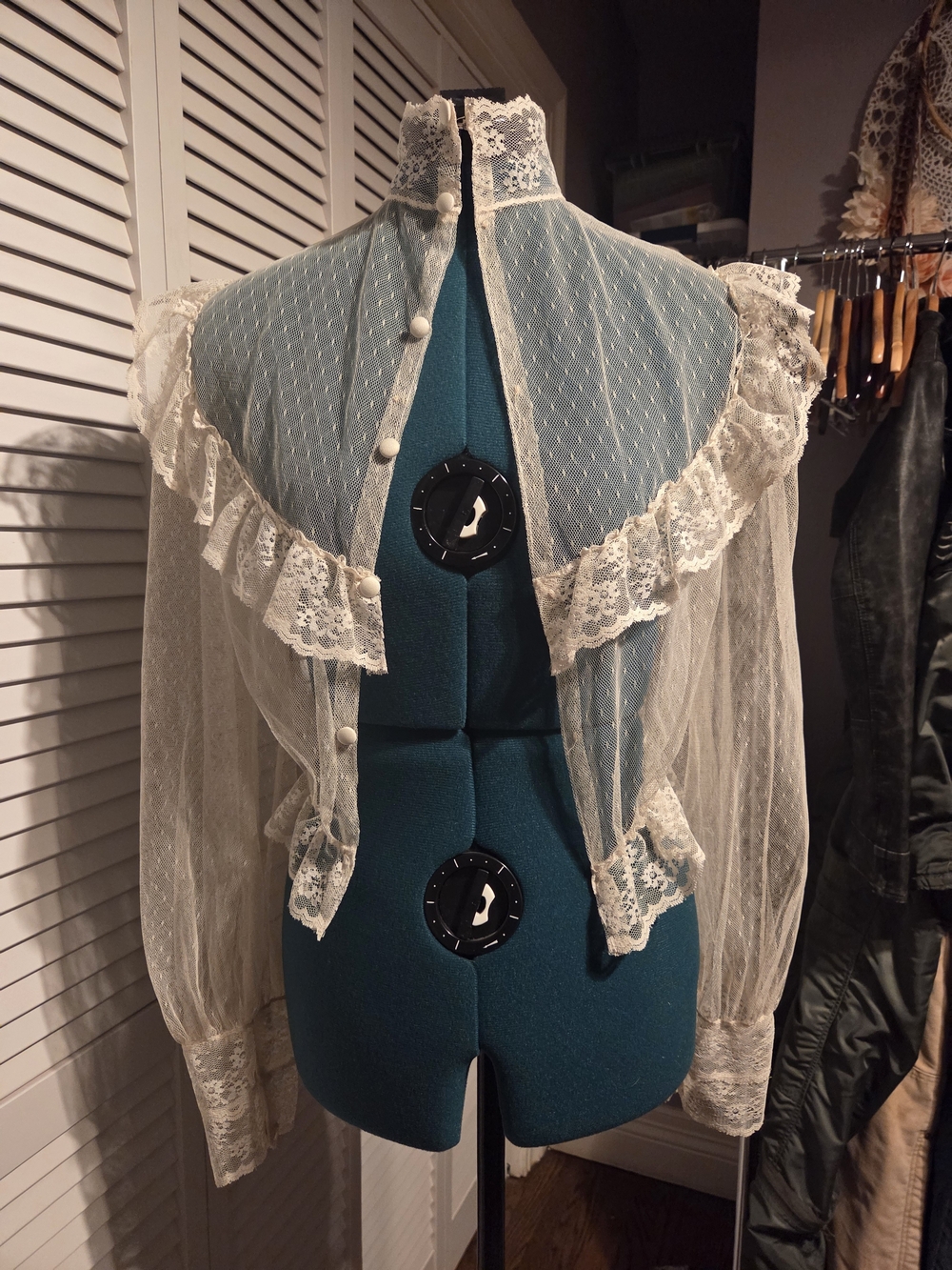 Vintage Delicate Sheer Lace Blouse in Ivory